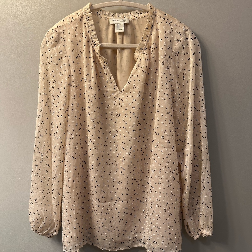Rachel Zoe Cream Floral Blouse Size Large